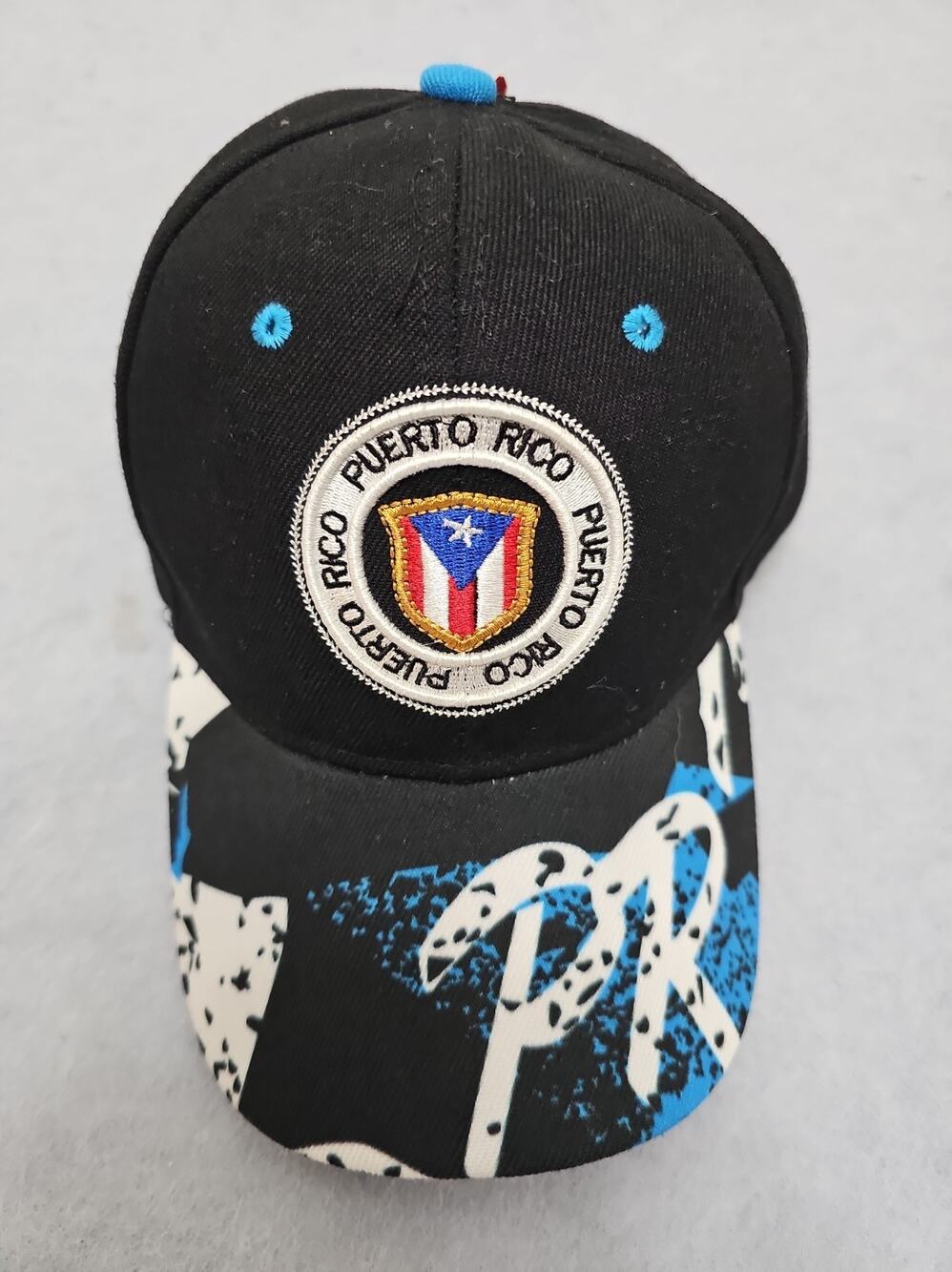 PUERTO RICO PR FLAG 3D Embroidered Adjustable Baseball Cap Hat Black